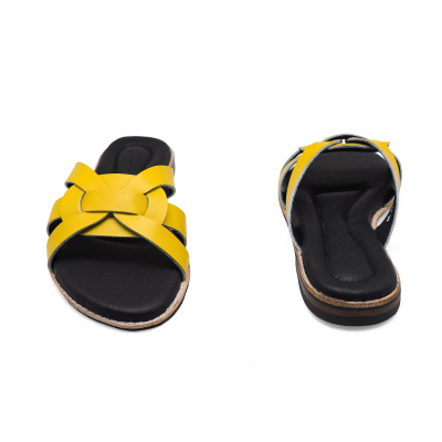 Women Sandals Flat LS-12 Yellow Nappa